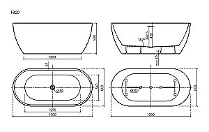 Ванна акриловая Sancos Leaf FB20 170х80 белая купить в интернет-магазине Sanbest