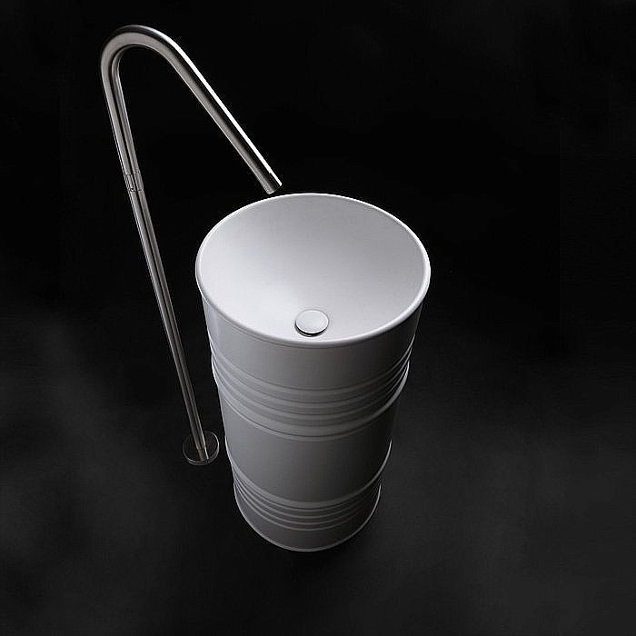 Раковина напольная Kerasan Artwork Barrel 45 4742K01 белая купить в интернет-магазине Sanbest