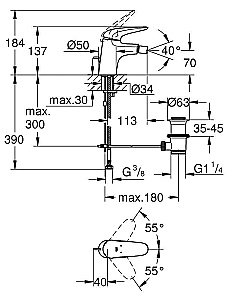 Смеситель для биде Grohe Eurostyle 23720LS3 белый купить в интернет-магазине сантехники Sanbest
