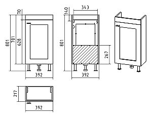 Тумба с раковиной Misty Урал - 40 Э-Ура-01040-021Н белая для ванной в интернет-магазине Sanbest