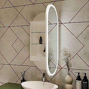 Зеркало-шкаф Art&Max BARI AM-Bar-500-1000-1D-R-DS-F-White белый матовый купить в интернет-магазине сантехники Sanbest