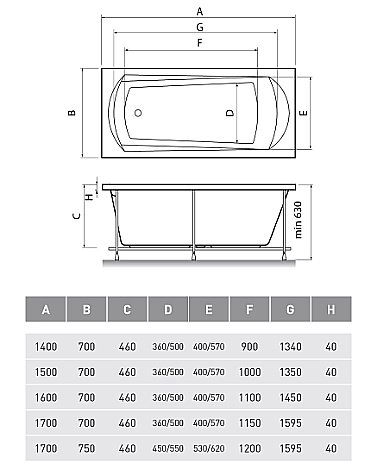 Ванна акриловая Relisan Tamiza Гл000013920 140x70 белая купить в интернет-магазине Sanbest