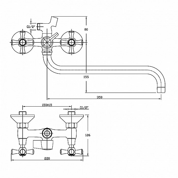 Смеситель для ванны Orange Classic M71-221cr купить в интернет-магазине сантехники Sanbest