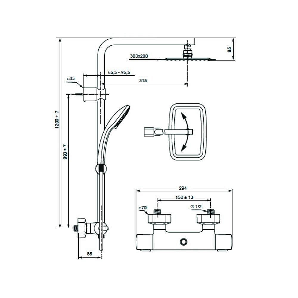 Душевая система Ideal Standard Idealrain Cube Evo Jet A6986AA купить в интернет-магазине сантехники Sanbest