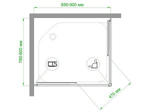 Душевой уголок Royal Bath RB8090HPD-C-BL 90х80 матовый купить в интернет-магазине Sanbest