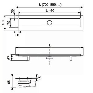 Душевой лоток TECE linus 15100099 90 см комплект купить в интернет-магазине Sanbest