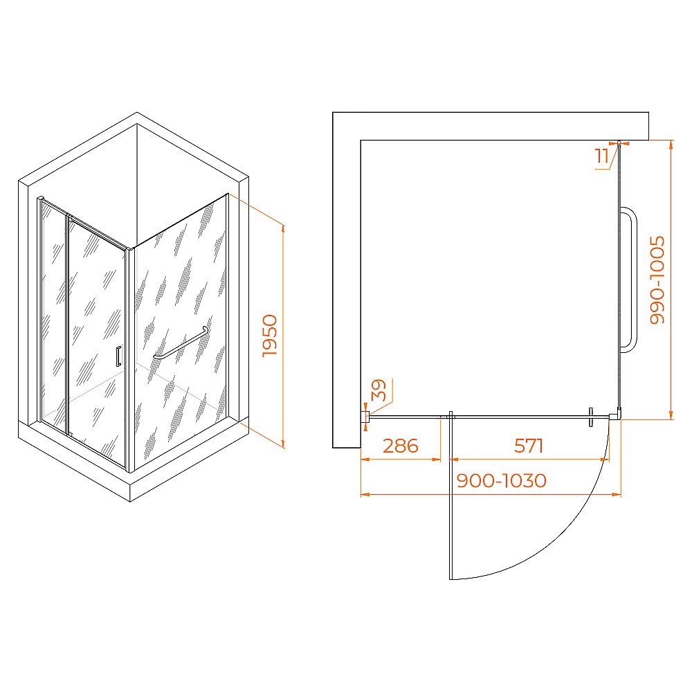 Душевой уголок RGW Passage PA-078-1 (PA-008 + Z-060-2) 90х100 3508078190-11 стекло прозрачное/профиль хром купить в интернет-магазине Sanbest