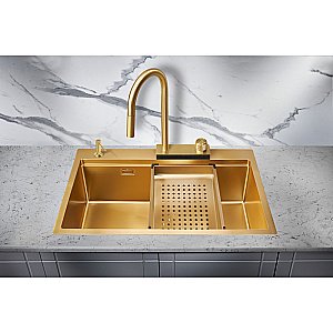 Мойка кухонная Milacio Denia 75 Steel MC.77428 золото купить в интернет-магазине сантехники Sanbest