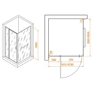 Душевой уголок RGW Passage PA-078-1 (PA-008 + Z-060-2) 90х100 3508078190-11 стекло прозрачное/профиль хром купить в интернет-магазине Sanbest