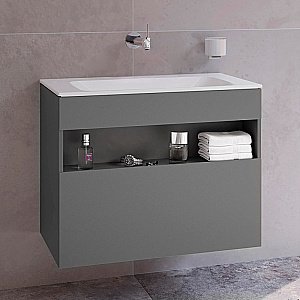 Тумба с раковиной KEUCO STAGELINE 32862290000 80 без отверстий под смеситель, инокс матовый для ванной в интернет-магазине Sanbest