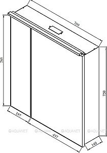 Зеркальный шкаф De Aqua Алюминиум 261765 70 медь купить в интернет-магазине сантехники Sanbest