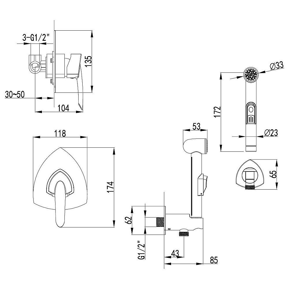 Гигиенический душ Lemark Mars LM3519C купить в интернет-магазине сантехники Sanbest