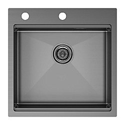 Кухонная мойка Paulmark KRONER-PRO PM705151-GM вороненая сталь купить в интернет-магазине сантехники Sanbest