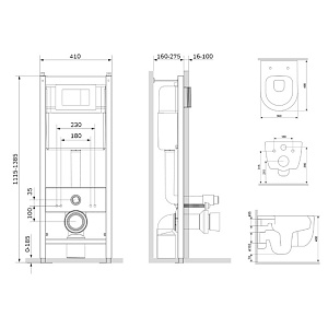 Унитаз подвесной Damixa Sirius DX86.IS10151.1700 белый, с крышкой микролифт, с инсталляцией, безободковый купить в интернет-магазине Sanbest