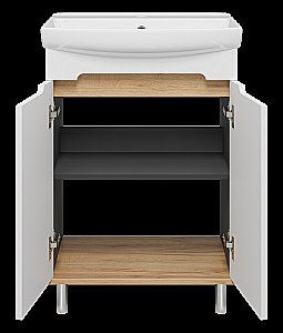 Тумба с раковиной Misty Сканди - 60 Э-Ска01060-0150-2Д белый/графит для ванной в интернет-магазине Sanbest