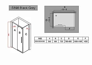 Душевой уголок Black&White Stellar Wind 8988012 80х120 стекло тонированное/профиль черный матовый купить в интернет-магазине Sanbest