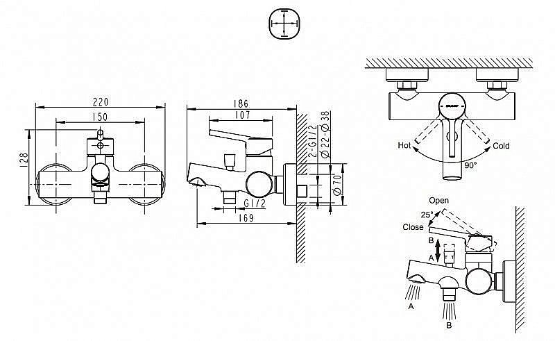 Смеситель для ванны BRAVAT Palace F6172217CP-01-RUS купить в интернет-магазине сантехники Sanbest