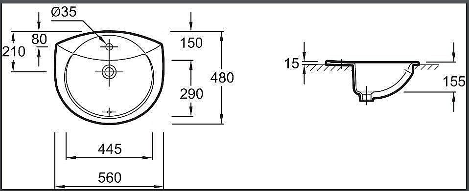 Раковина Jacob Delafon ODEON 56 E1061-00 белая купить в интернет-магазине Sanbest
