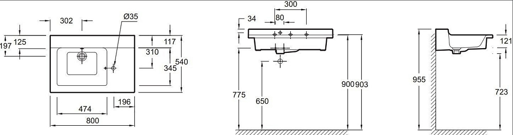 Раковина Jacob Delafon SOPRANO 80  EXL122-00 белая купить в интернет-магазине Sanbest