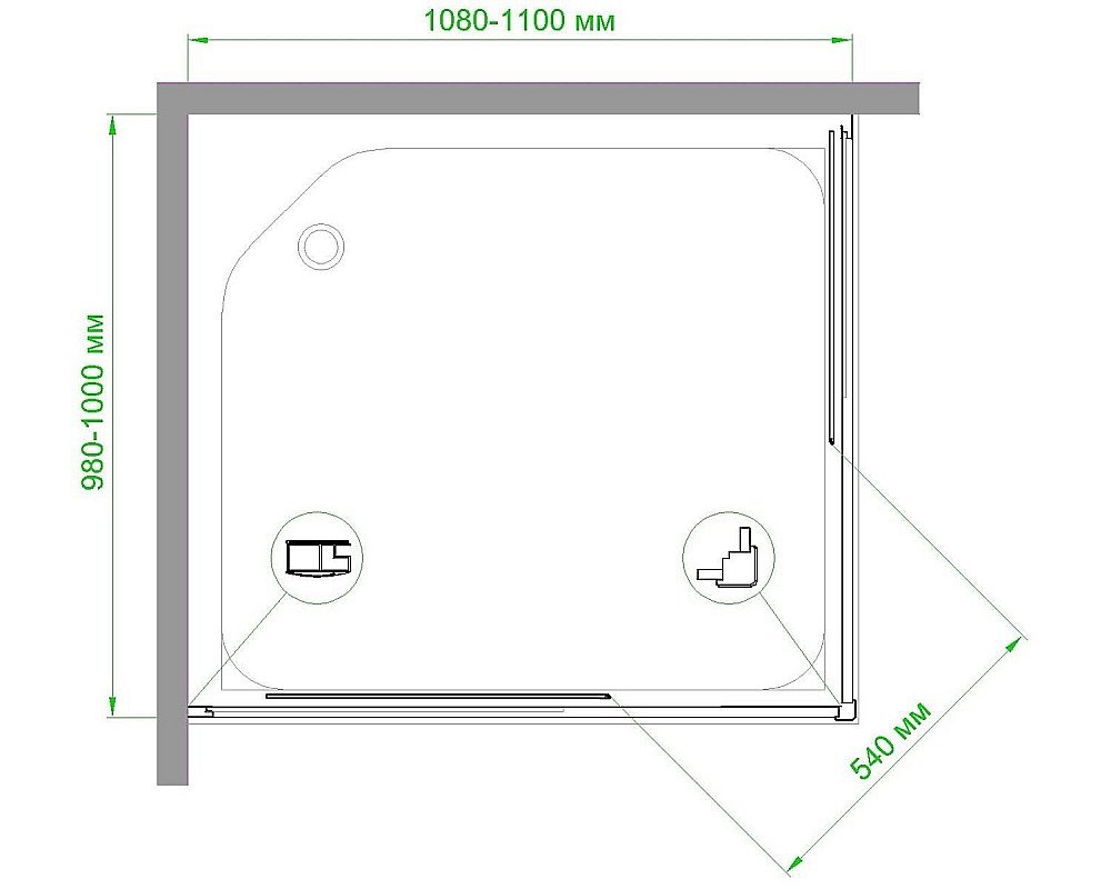 Душевой уголок Royal Bath RB11010HPD-C-BL 110х100 матовый купить в интернет-магазине Sanbest