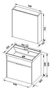 Тумба с раковиной Aquanet Латина 70 с ящиком для ванной в интернет-магазине Sanbest