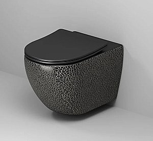 Унитаз подвесной Grossman Color GR-4411BBLS безободковый, с крышкой микролифт, черный матовый с текстурой кожи крокодила купить в интернет-магазине Sanbest