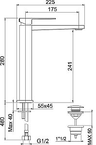Смеситель для раковины Webert Pegaso PE830402010 золото купить в интернет-магазине сантехники Sanbest