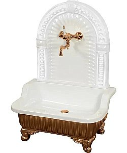 Раковина напольная Migliore Olivia Zampa 84 26269 с лапами бронза, панель белая купить в интернет-магазине Sanbest