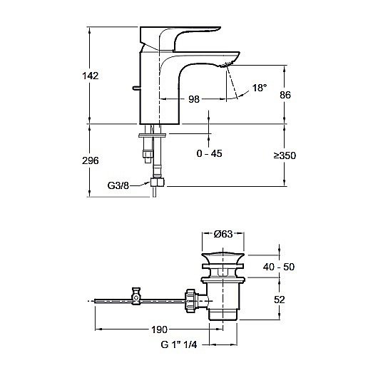 Cмеситель для раковины Jacob Delafon ALEO E72275-4-CP хром купить в интернет-магазине сантехники Sanbest