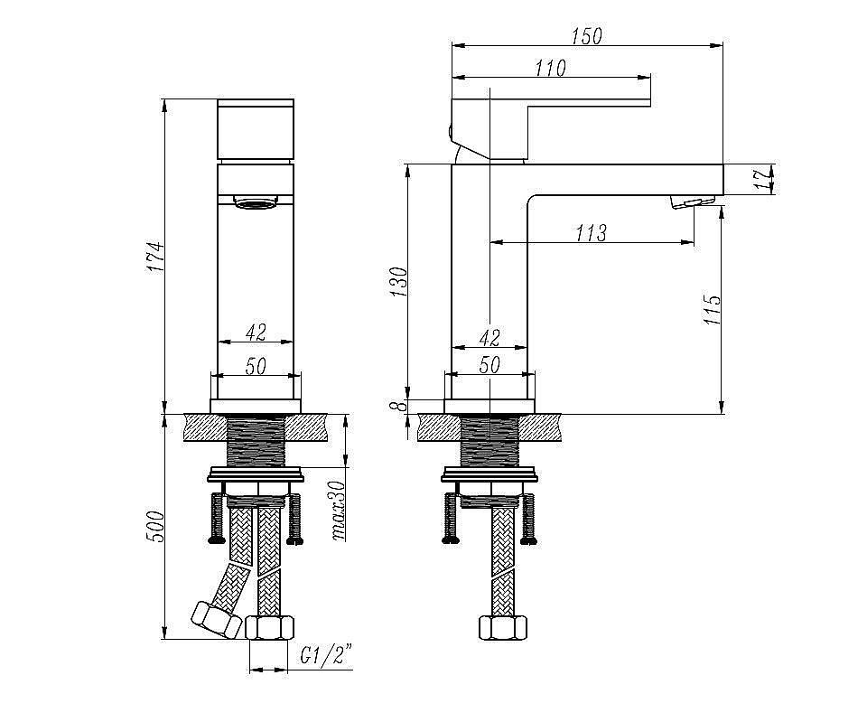 Смеситель для раковины Bronze De Luxe GRANI A980 купить в интернет-магазине сантехники Sanbest