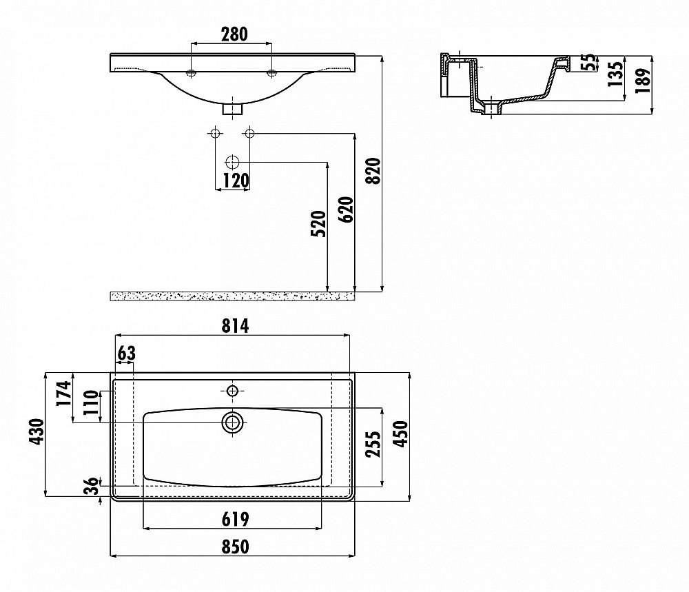 Раковина Creavit Sera 85 TF185.00000 белая купить в интернет-магазине Sanbest