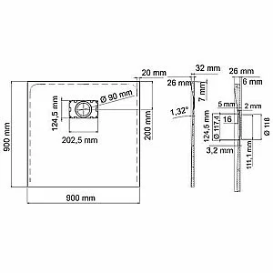 Душевой поддон WasserKRAFT Main  41T03 90х90 купить в интернет-магазине Sanbest
