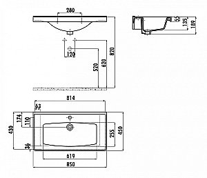 Раковина Creavit Sera 85 TF185.00000 белая купить в интернет-магазине Sanbest