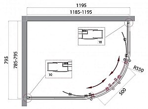 Душевой уголок BelBagno Uno-195 RH-2 120х80 купить в интернет-магазине Sanbest