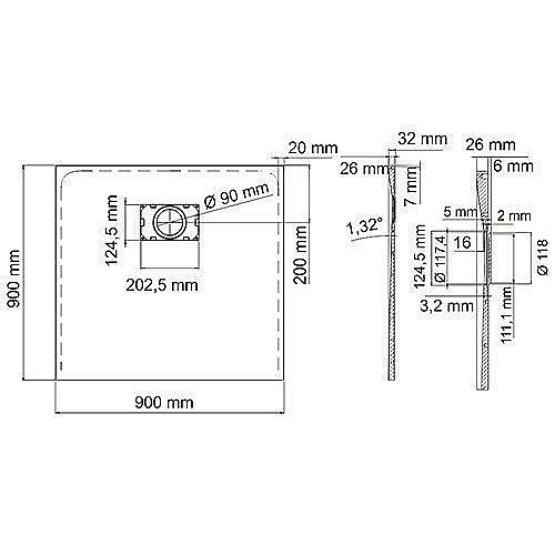 Душевой поддон WasserKRAFT Main  41T03 90х90 купить в интернет-магазине Sanbest