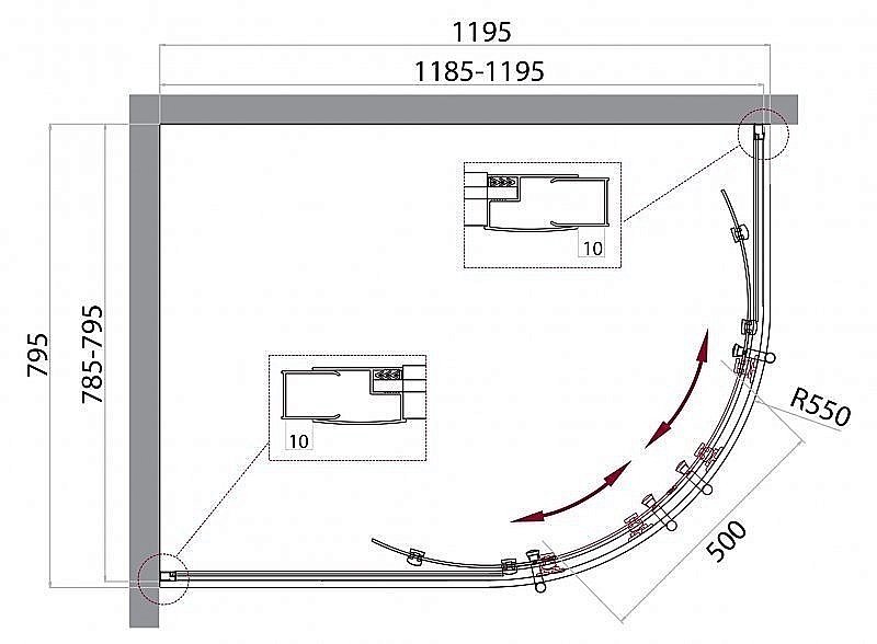 Душевой уголок BelBagno Uno-195 RH-2 120х80 купить в интернет-магазине Sanbest