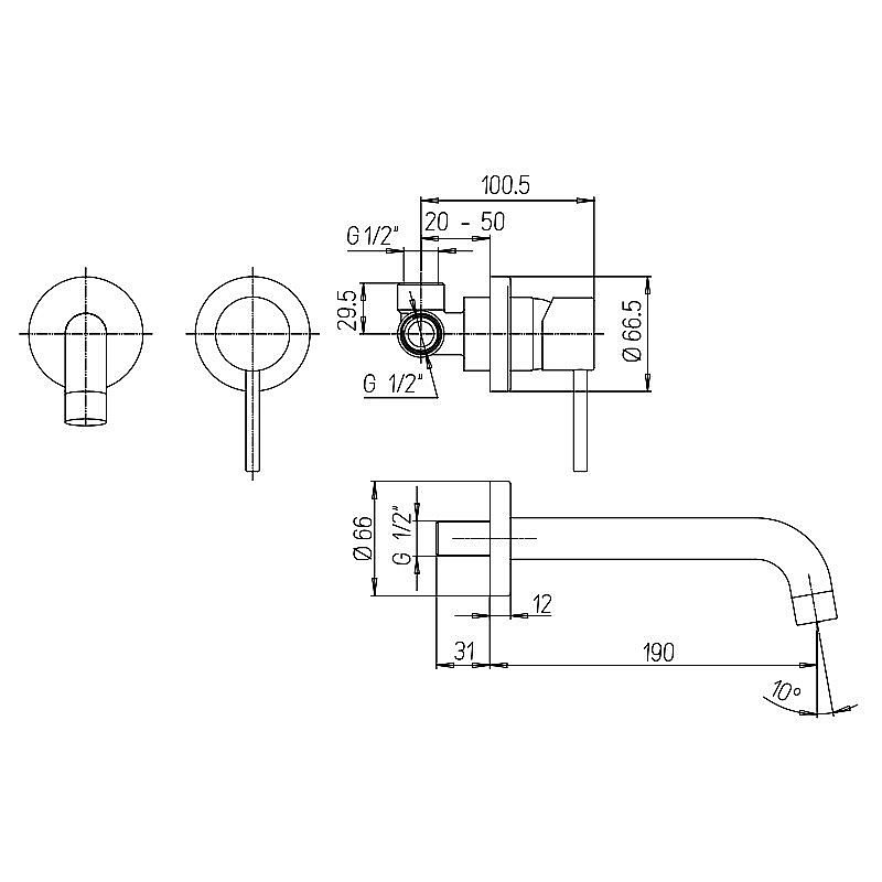 Смеситель для раковины PAINI Cox 78PZ208 черный матовый купить в интернет-магазине сантехники Sanbest