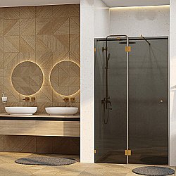 Душевая дверь WasserKRAFT Ems 76H 76H05-TG 121 профиль золото/стекло тонированное купить в интернет-магазине Sanbest