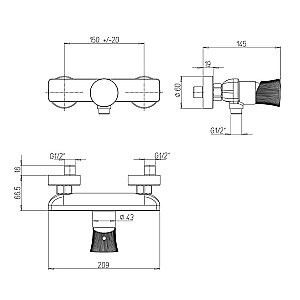 Смеситель для душа PAINI Domus 18PJ511PZ золото матовое купить в интернет-магазине сантехники Sanbest