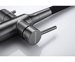 Смеситель для кухни Paulmark Salix Sa213419-GM вороненая сталь/черный купить в интернет-магазине сантехники Sanbest