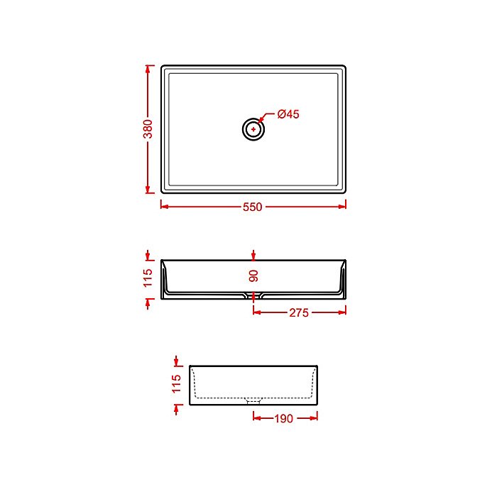 Раковина накладная Artceram Scalino 55 SCL002 17 00 Nero Matt купить в интернет-магазине Sanbest