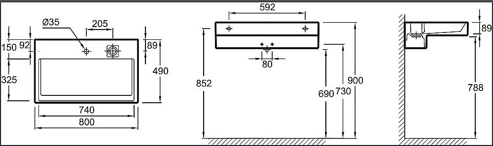 Раковина Jacob Delafon TERRACE 80 EXD112-00 белая купить в интернет-магазине Sanbest