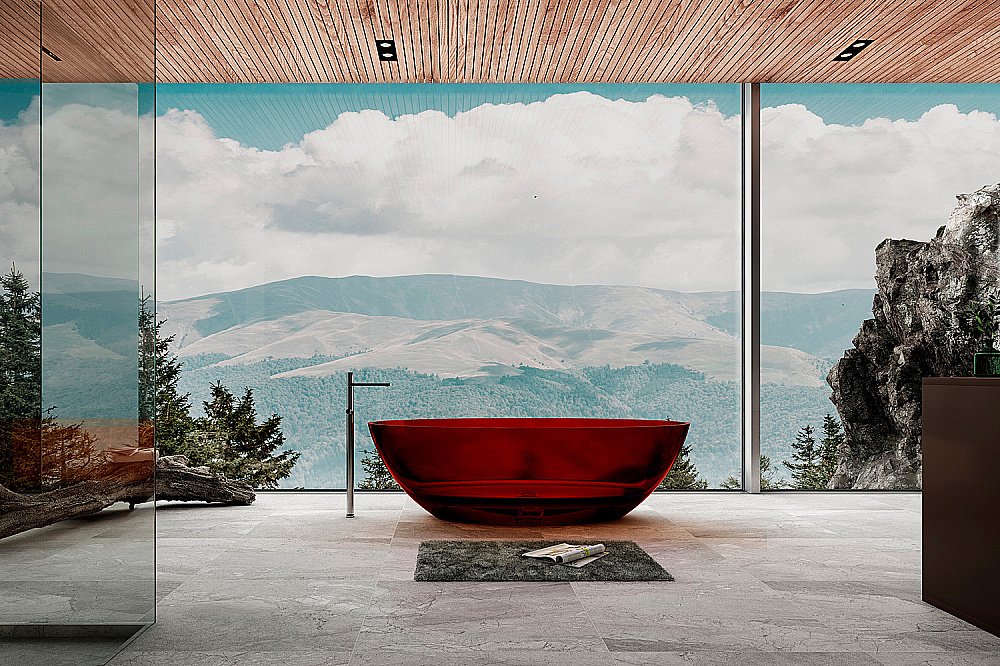 Ванна отдельностоящая Abber Kristall AT9702Rubin 180x85 красная прозрачная купить в интернет-магазине Sanbest