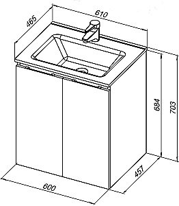 Тумба с раковиной Aquanet Алвита New 277523 60 антрацит для ванной в интернет-магазине Sanbest