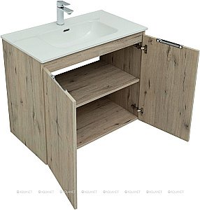 Тумба с раковиной Aquanet Алвита New 277529 80 дуб веллингтон для ванной в интернет-магазине Sanbest