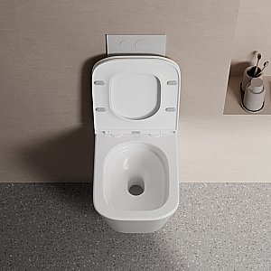 Унитаз подвесной ABBER Rechteck AC1219TC белый, с крышкой микролифт, безободковый, слив-торнадо купить в интернет-магазине Sanbest