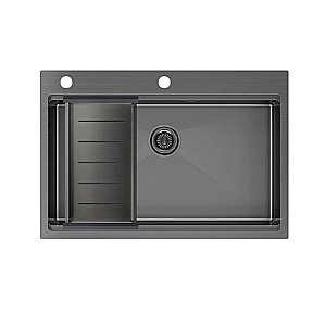 Кухонная мойка Paulmark KRONER-PRO 75 PM707551-GM+A405-GM вороненая сталь купить в интернет-магазине сантехники Sanbest