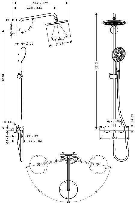 Душевая система Hansgrohe Raindance 27116000 купить в интернет-магазине сантехники Sanbest
