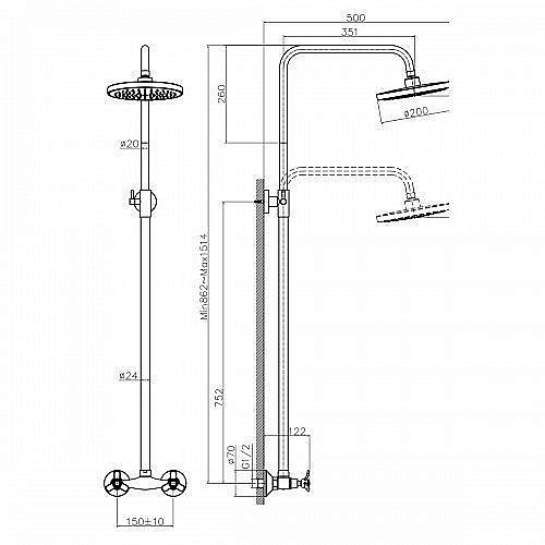 Душевая система Rossinka Q02-44 купить в интернет-магазине сантехники Sanbest