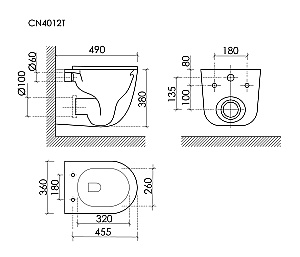 Унитаз подвесной Ceramica Nova Voga CN4012T белый, безободковый, с крышкой микролифт, слив торнадо купить в интернет-магазине Sanbest